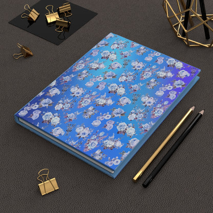 Blue Floral Hardcover Journal, Matte Finish, Lined Paper Notebook, Bullet Journal, Writing Diary, Gift for Writers, Garden Theme Notebook - Printspirationz
