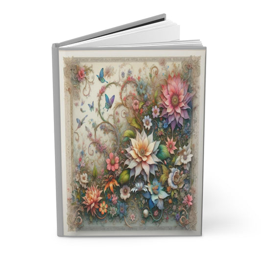 Butterfly Floral Journal, Matte Hardcover Diary for Writing, Vintage Look Notebook, Gift for Gardener, Nature Lover, Bullet Journal, - Printspirationz