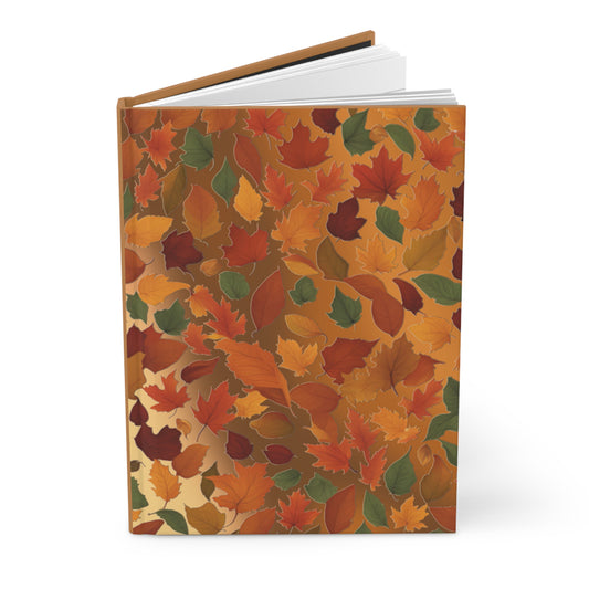 Fall Leaves Hardcover Journal Matte, Autumn Notebook, Colorful Foliage Diary, Nature Planner, Writing Sketchbook - Printspirationz