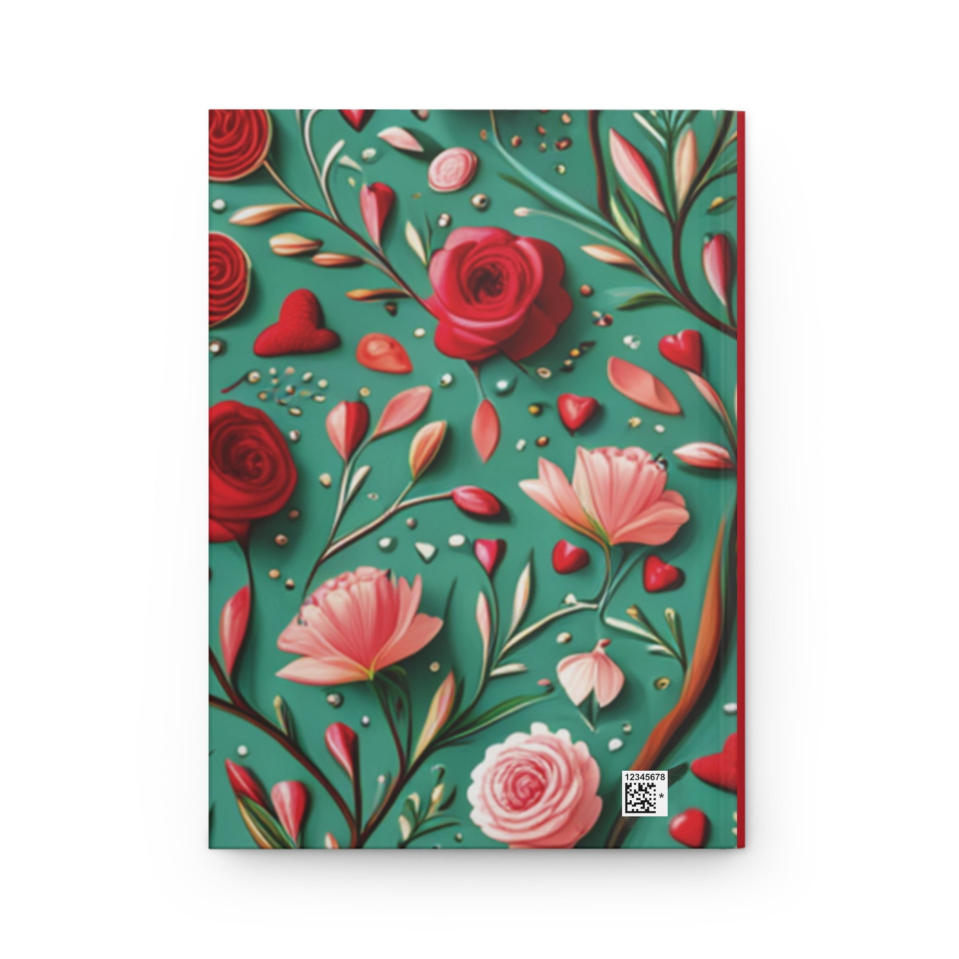 Hardcover Journal Matte, Green Pink and Red Roses, Notebook, Diary, Love, Floral, Gift for Her - Printspirationz