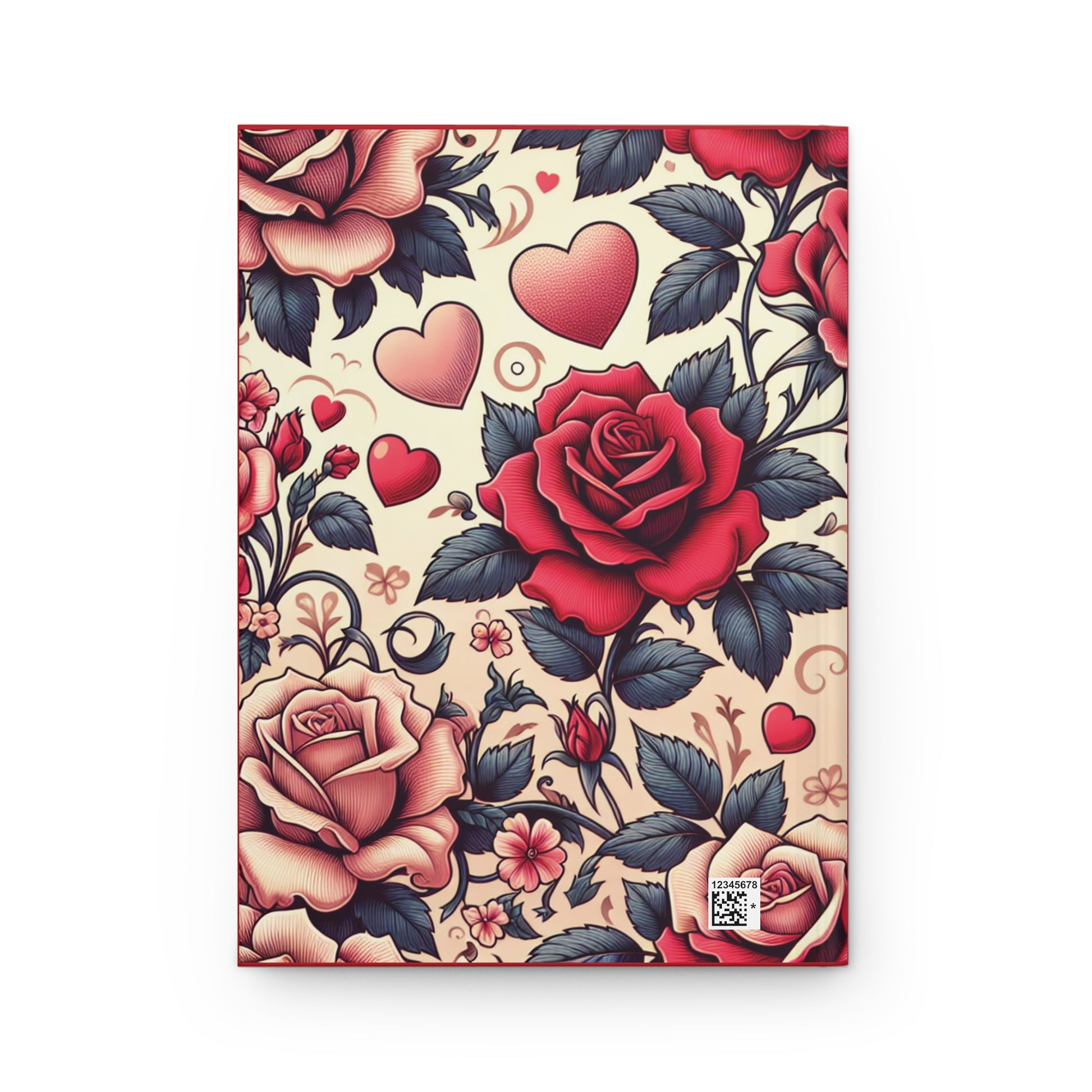 Hardcover Journal Matte, Hearts and Roses Design, Notebook, Diary, Sketchbook, Gift for Writers, Bullet Journal, Valentine's Day - Printspirationz