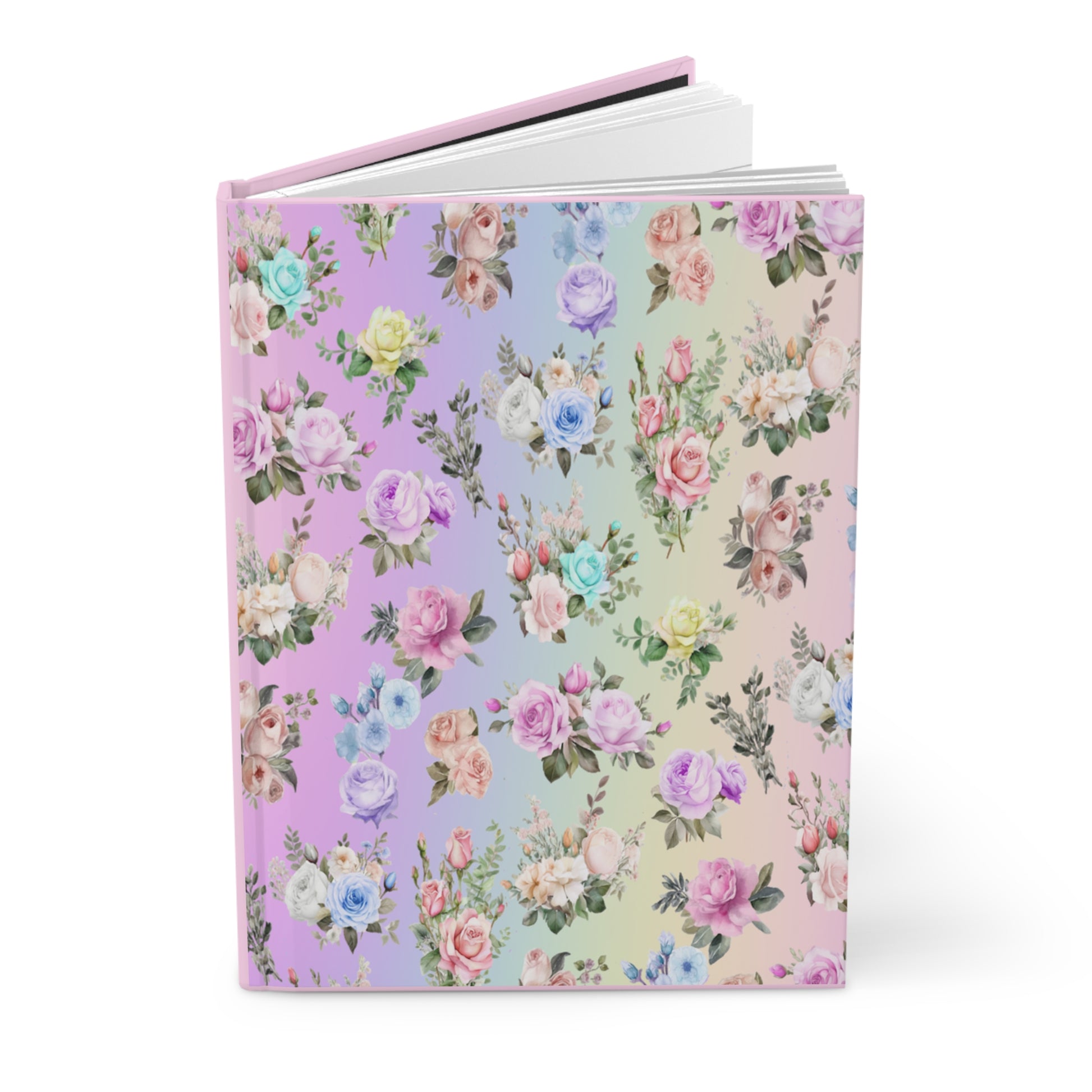 Hardcover Journal Matte, Pastel Rainbow Floral Pattern Notebook for Writing, Diary, Sketching - Bullet Journal, Planner, Gift, Stationery - Printspirationz