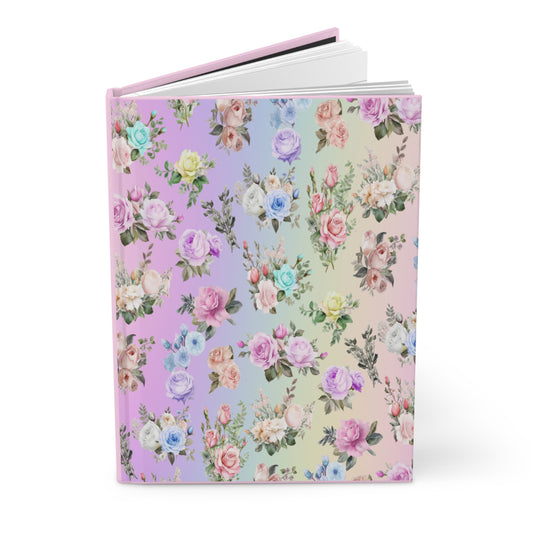 Hardcover Journal Matte, Pastel Rainbow Floral Pattern Notebook for Writing, Diary, Sketching - Bullet Journal, Planner, Gift, Stationery - Printspirationz