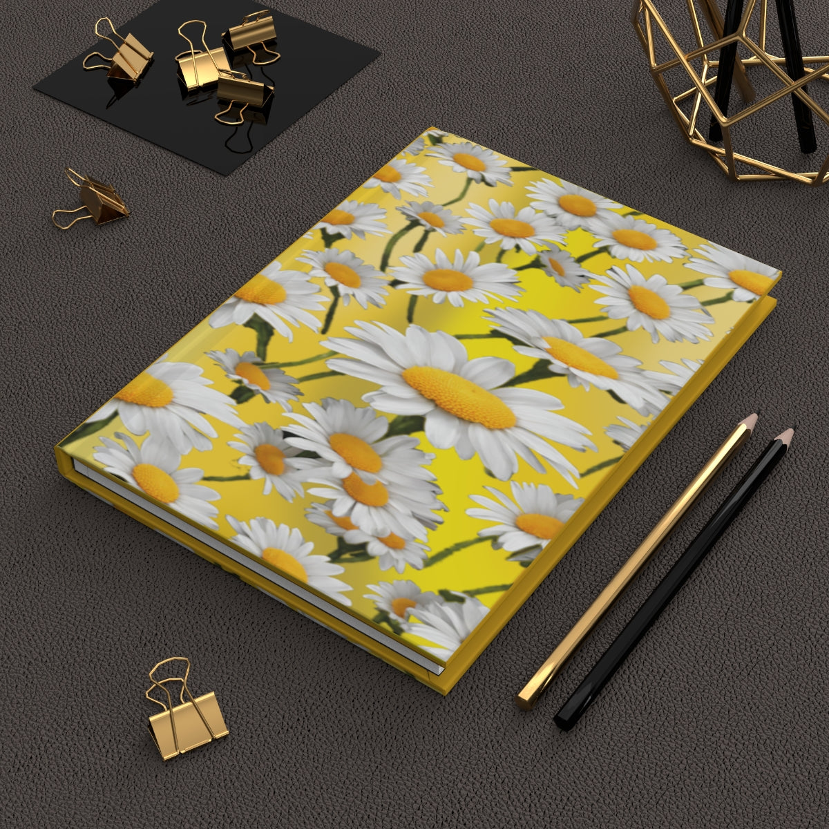 Hardcover Journal Matte, Yellow Daisies Pattern, Writing Notebook, Floral Diary, Botanical Sketchbook, Gift for Writers, Stationery, Bullet - Printspirationz