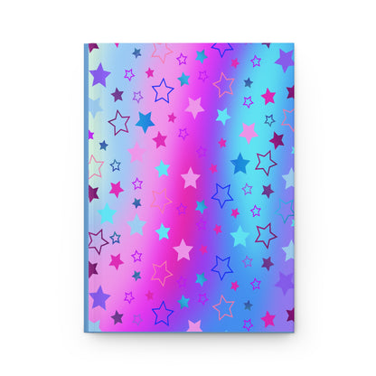 Hardcover Matte Journal with Pink, Blue & Purple Stars on Gradient Background – 150 Lined Pages - Printspirationz
