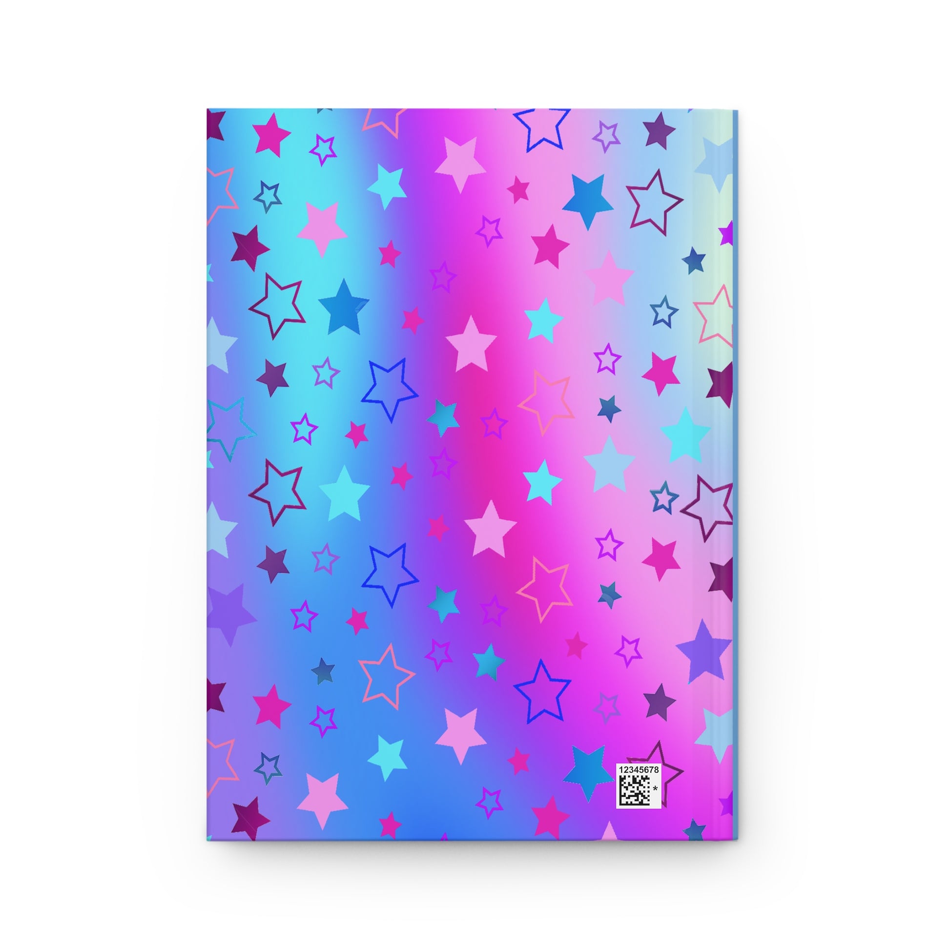 Hardcover Matte Journal with Pink, Blue & Purple Stars on Gradient Background – 150 Lined Pages - Printspirationz