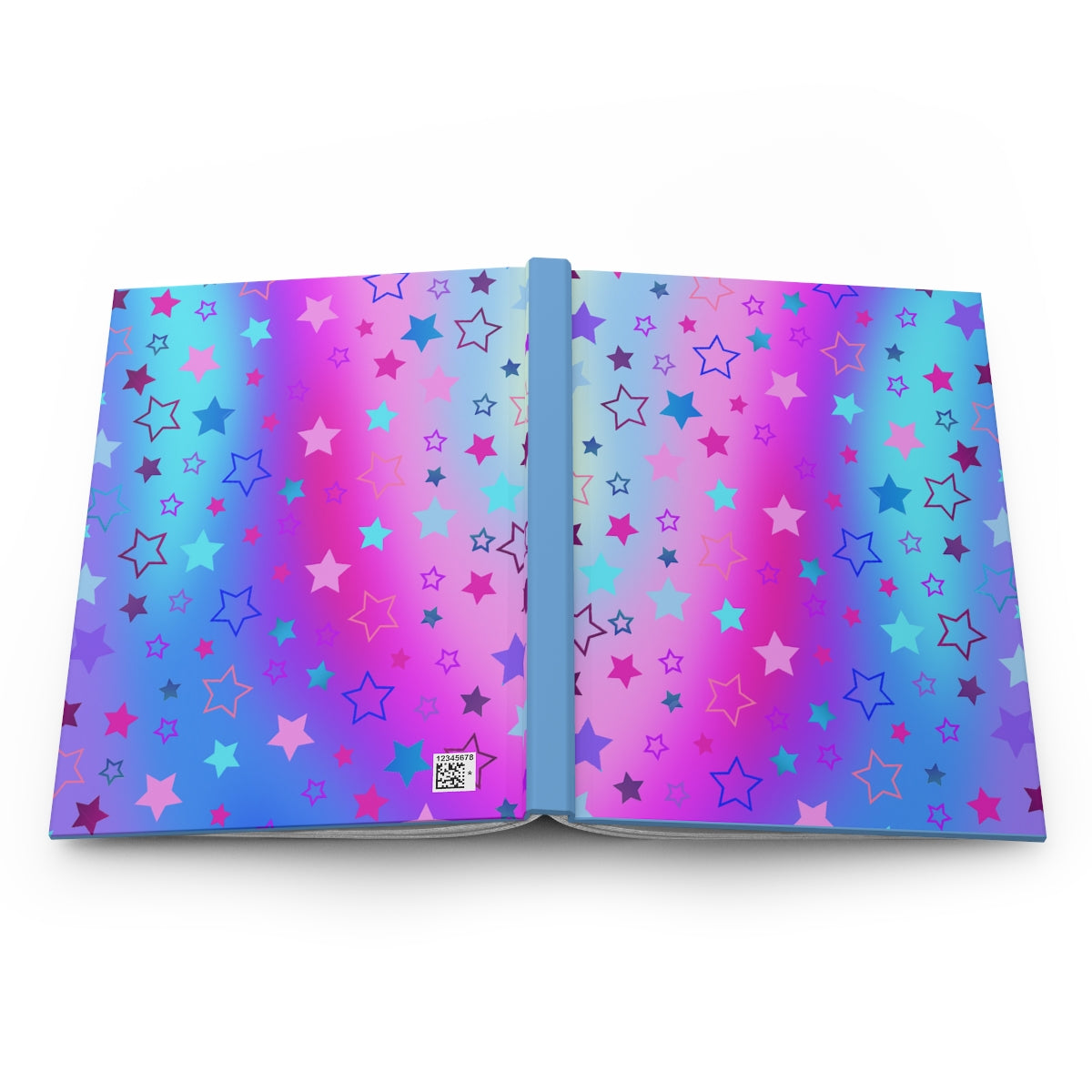 Hardcover Matte Journal with Pink, Blue & Purple Stars on Gradient Background – 150 Lined Pages - Printspirationz
