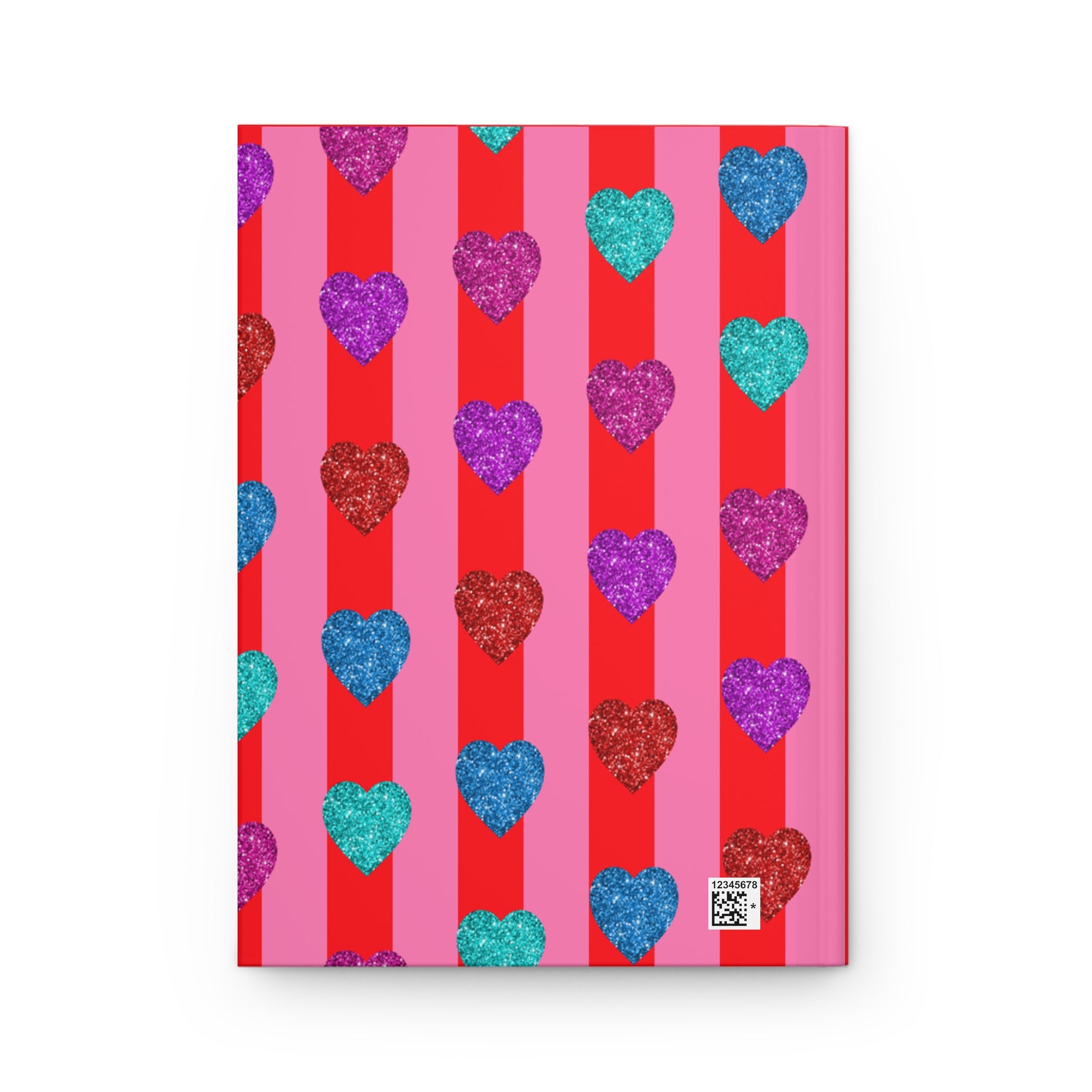 Heart Patterned Journal, Love Notebook, Romantic Diary, Valentine's Day Gift, Pink Red Striped Planner - Printspirationz
