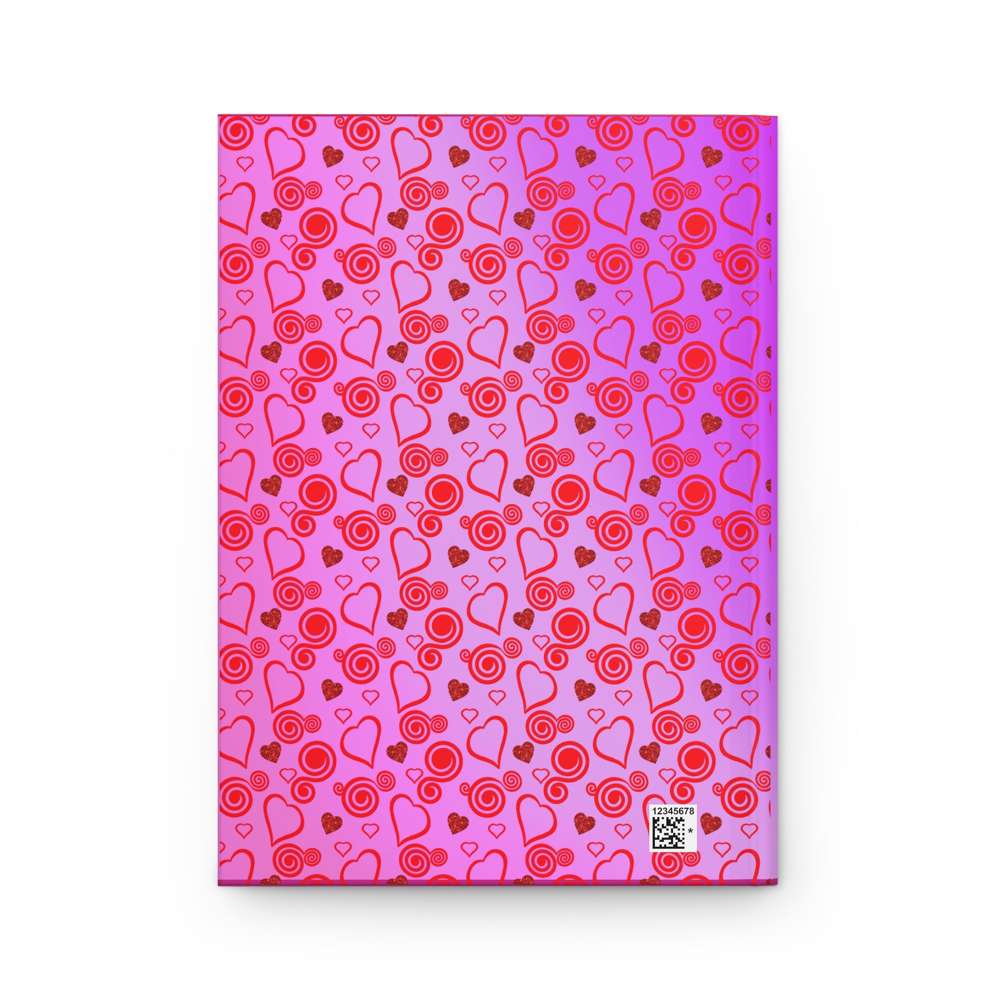 Journal, Hearts and Swirls on Gradient Pink Background, College Ruled Notebook, Writing Journal, Bullet Journal, Diary, Sketchbook - Printspirationz