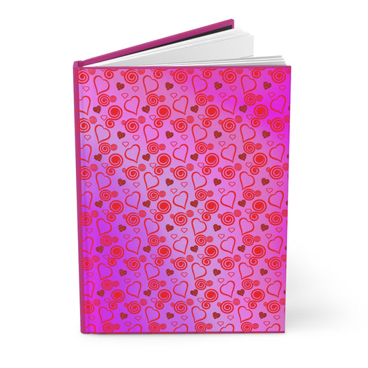 Journal, Hearts and Swirls on Gradient Pink Background, College Ruled Notebook, Writing Journal, Bullet Journal, Diary, Sketchbook - Printspirationz