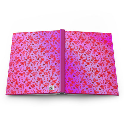 Journal, Hearts and Swirls on Gradient Pink Background, College Ruled Notebook, Writing Journal, Bullet Journal, Diary, Sketchbook - Printspirationz