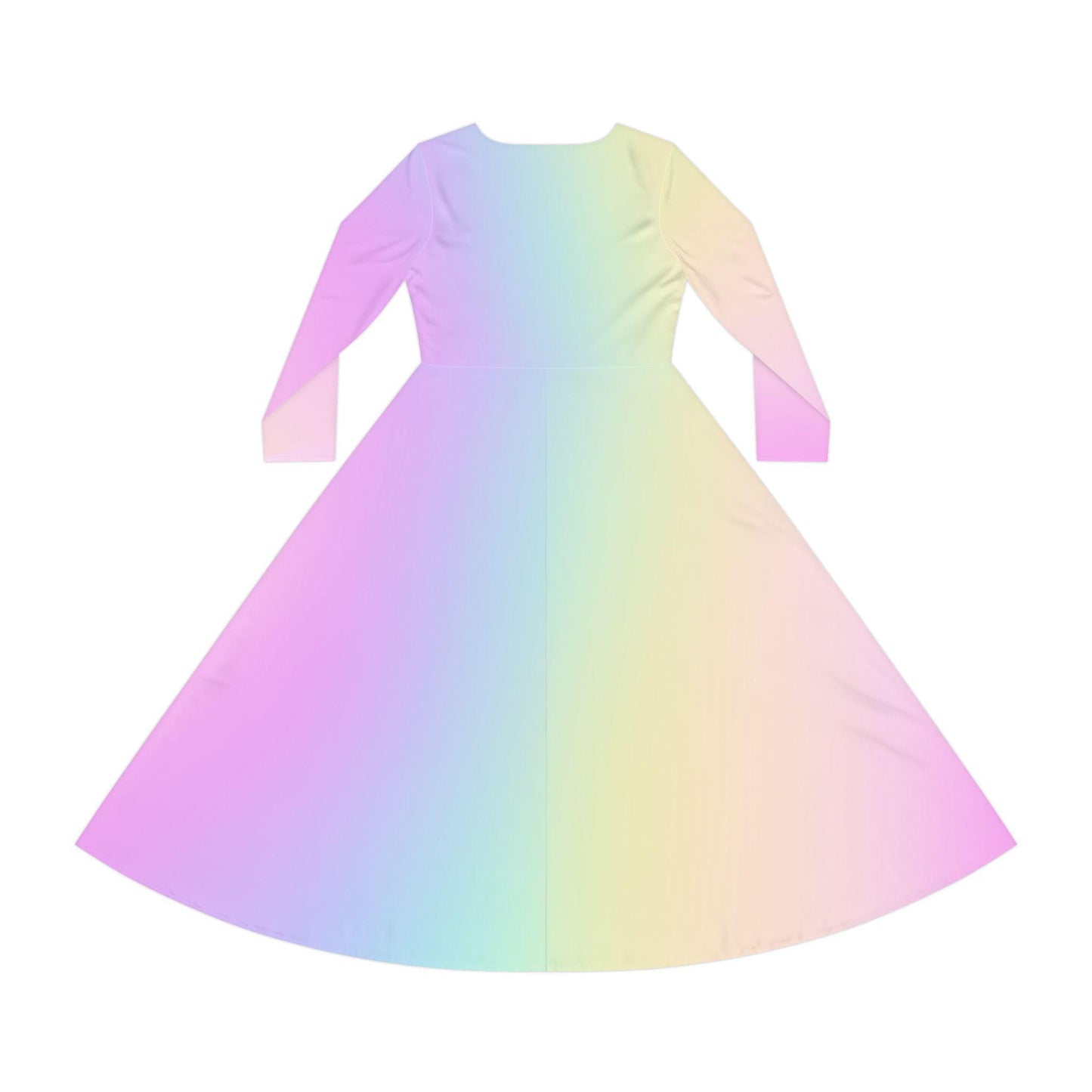 Pastel Rainbow Gradient Women's Dance Dress, Spring Easter or Mother's Day Outfit, Long Sleeve Ballet Costume, Flowy Skater Dress, Comfy - Printspirationz