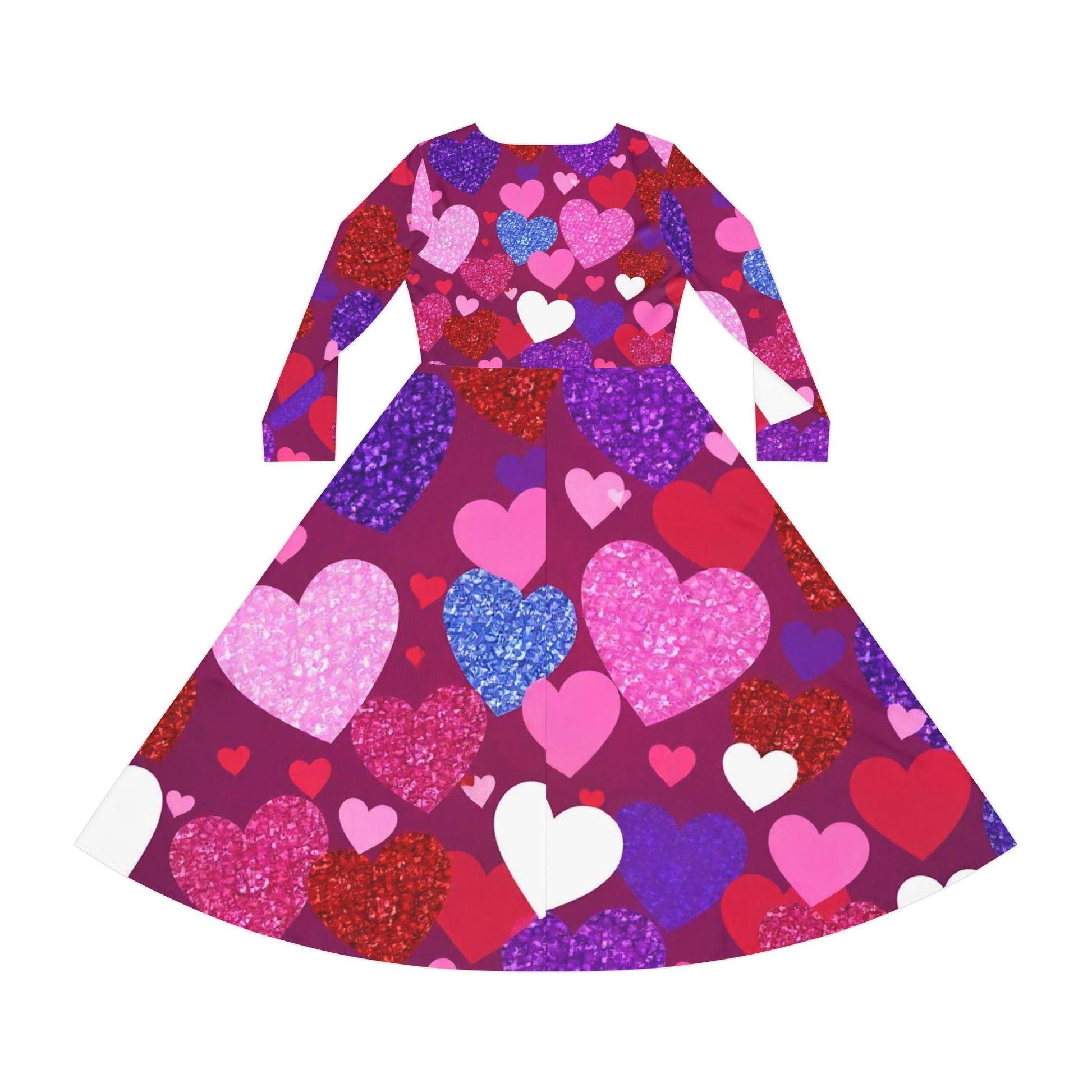 Valentine's Day Heart Print Dance Dress for Women, Cute Long Sleeve Party Dress, Ideal Gift for Dancers and Lovers, Perfect for Birthdays, - Printspirationz