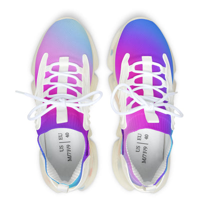 Womens Mesh Sneakers with Pink Blue Purple Gradient Design, Breathable Lace Up Shoes for Colorful Everyday Style - Printspirationz