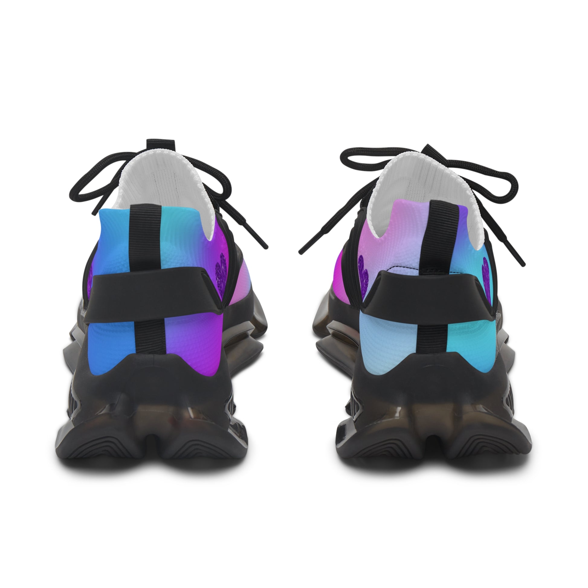 Womens Mesh Sneakers with Pink Blue Purple Gradient Design, Breathable Lace Up Shoes for Colorful Everyday Style - Printspirationz
