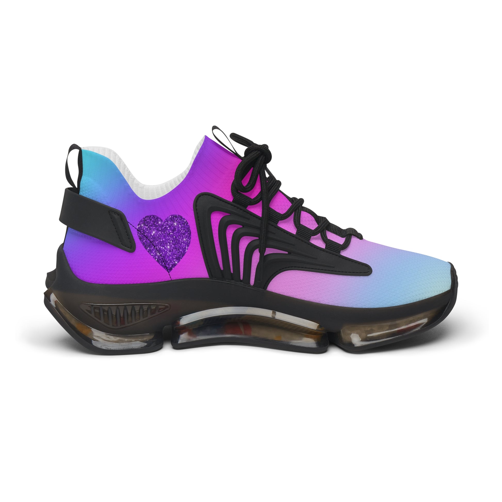 Womens Mesh Sneakers with Pink Blue Purple Gradient Design, Breathable Lace Up Shoes for Colorful Everyday Style - Printspirationz