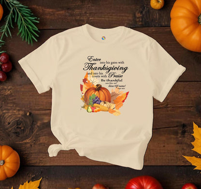 Fall Harvest Pumpkin Tee, Autumn T-Shirt, Harvest Shirt For Women, Seasonal Christian Gift, Thanksgiving Apparel, Cozy Casual Wear, Bible Verse - Printspirationz