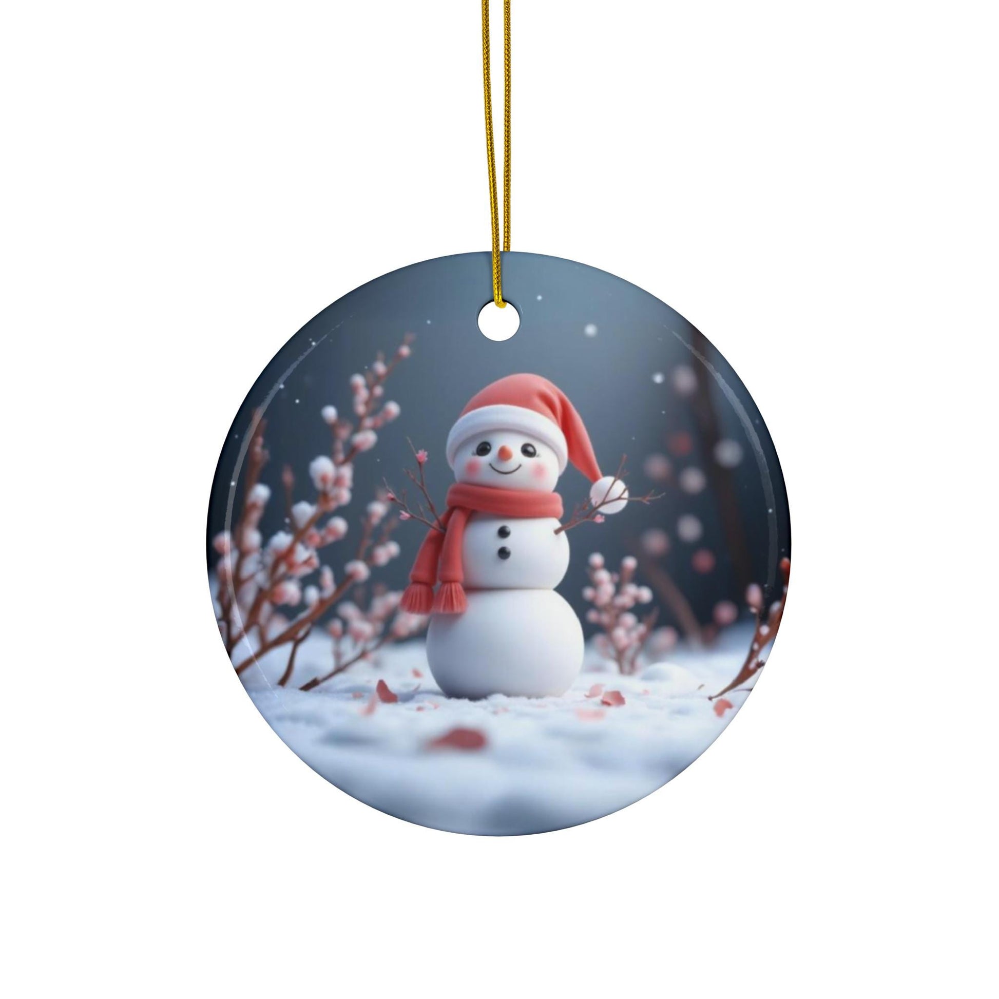 Ceramic Ornament, Snowman Christmas Decoration, Holiday Gift, Kawaii Art, Ornament Set - Printspirationz