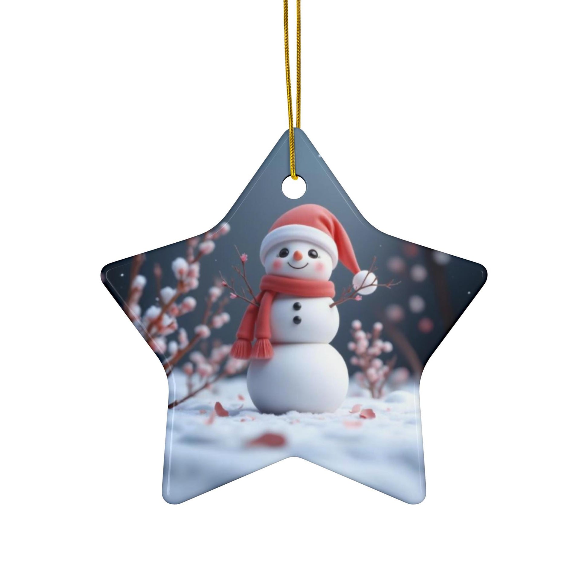 Ceramic Ornament, Snowman Christmas Decoration, Holiday Gift, Kawaii Art, Ornament Set - Printspirationz