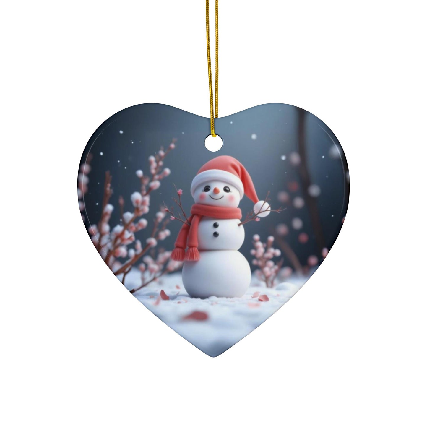 Ceramic Ornament, Snowman Christmas Decoration, Holiday Gift, Kawaii Art, Ornament Set - Printspirationz