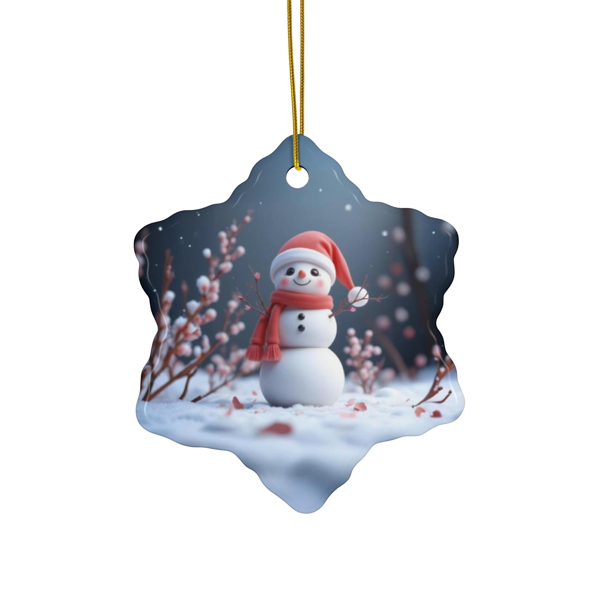 Ceramic Ornament, Snowman Christmas Decoration, Holiday Gift, Kawaii Art, Ornament Set - Printspirationz
