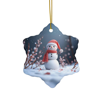 Ceramic Ornament, Snowman Christmas Decoration, Holiday Gift, Kawaii Art, Ornament Set - Printspirationz