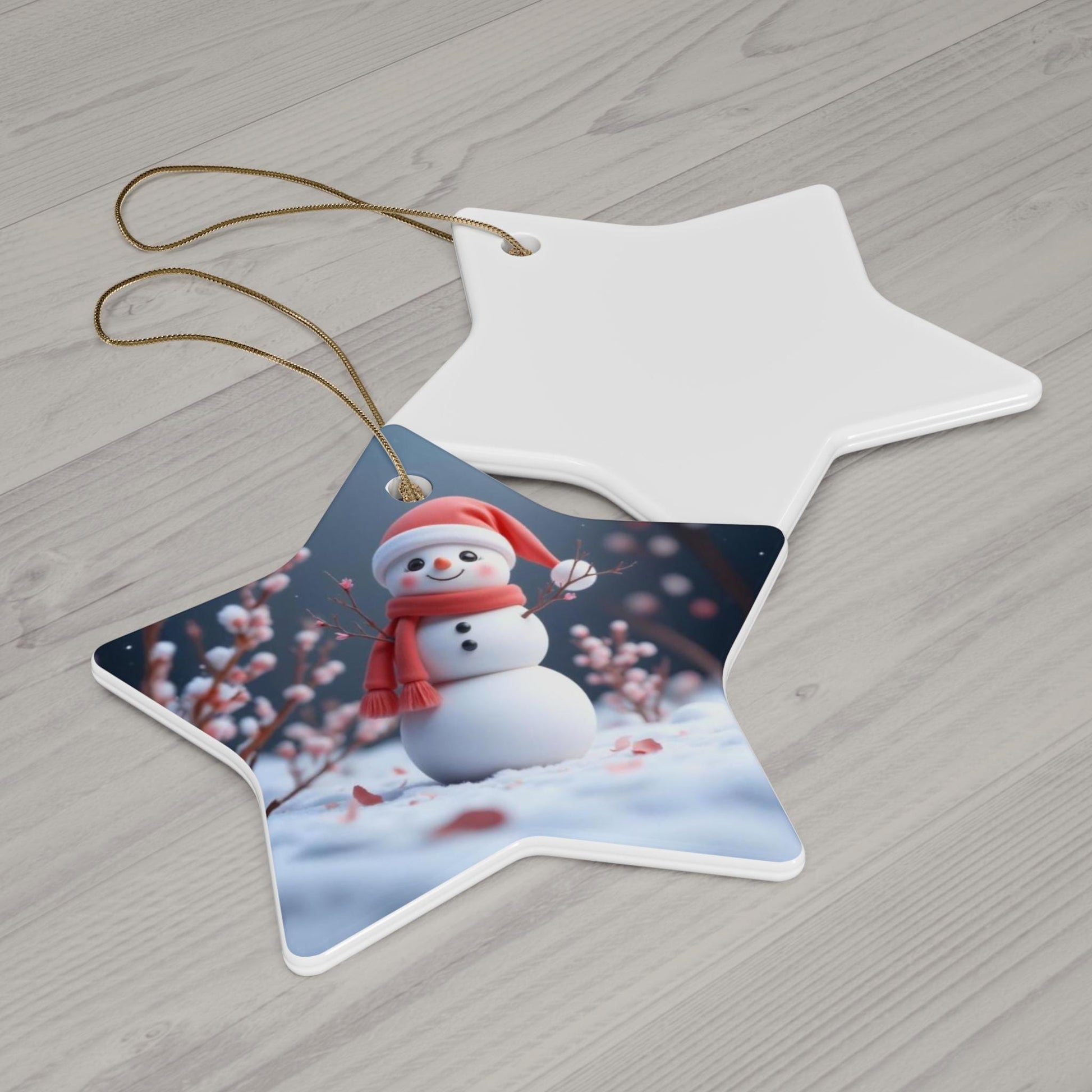 Ceramic Ornament, Snowman Christmas Decoration, Holiday Gift, Kawaii Art, Ornament Set - Printspirationz