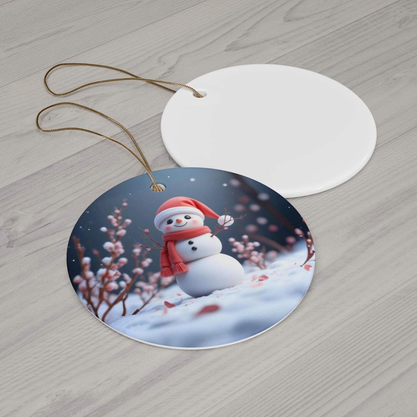 Ceramic Ornament, Snowman Christmas Decoration, Holiday Gift, Kawaii Art, Ornament Set - Printspirationz
