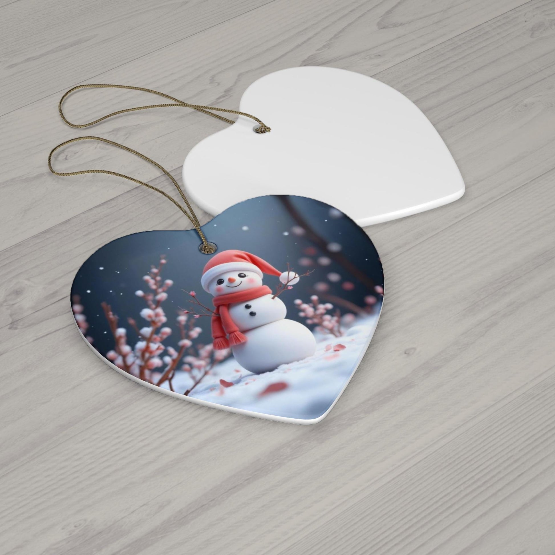 Ceramic Ornament, Snowman Christmas Decoration, Holiday Gift, Kawaii Art, Ornament Set - Printspirationz