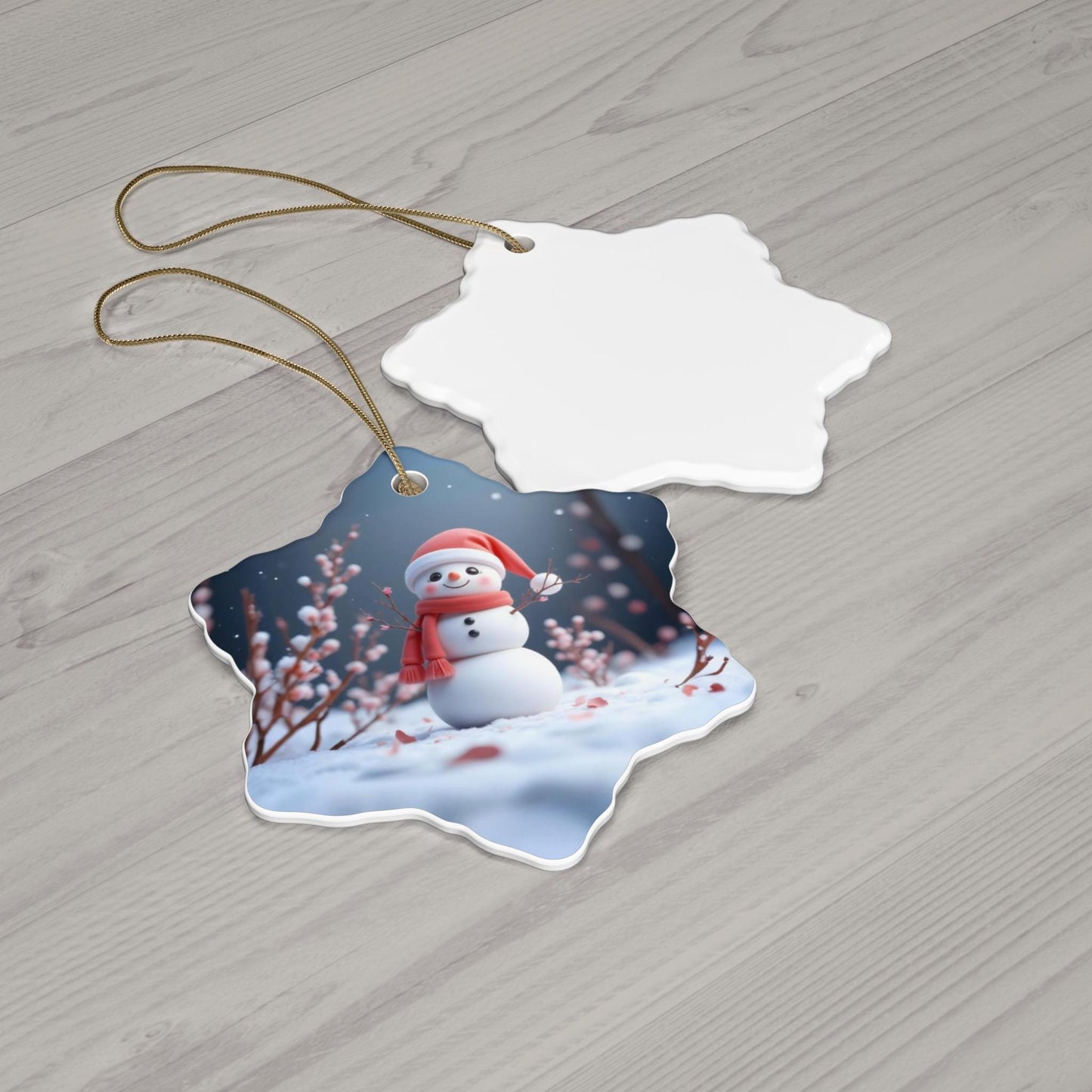 Ceramic Ornament, Snowman Christmas Decoration, Holiday Gift, Kawaii Art, Ornament Set - Printspirationz