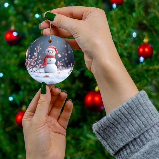 Ceramic Ornament, Snowman Christmas Decoration, Holiday Gift, Kawaii Art, Ornament Set