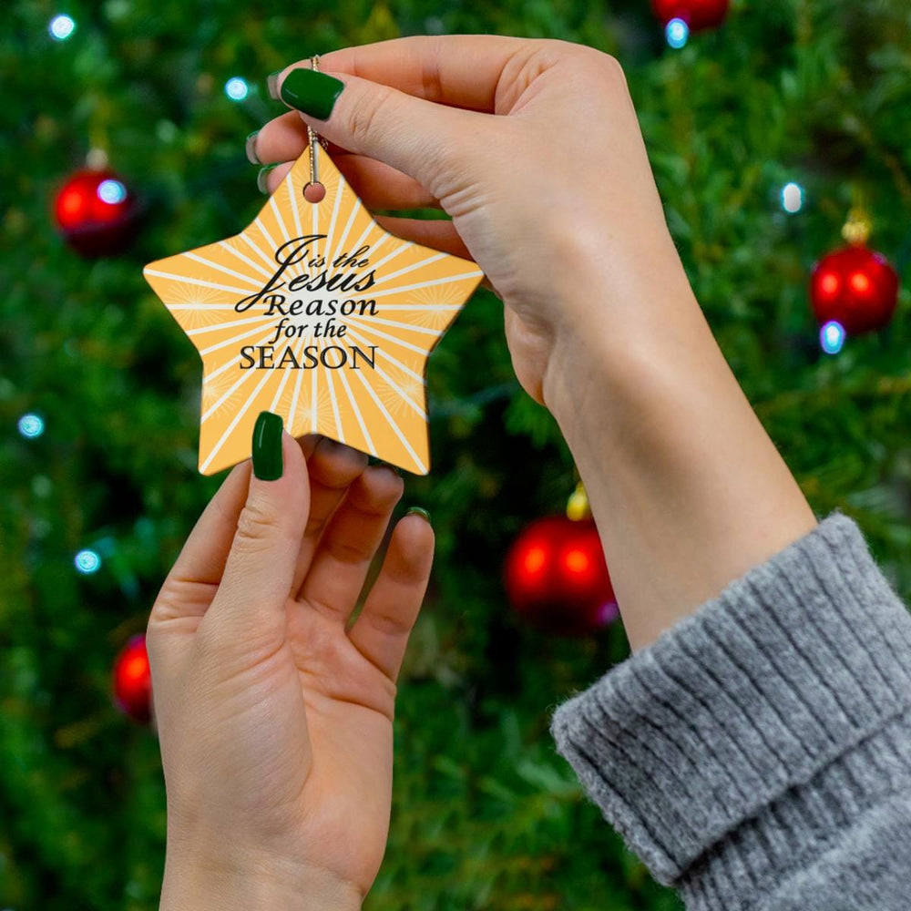 Jesus is the Reason for the Season Star Ceramic Ornament, Christmas Tree Decoration, Holiday Gift, Religious Decor, Festive Home Accent