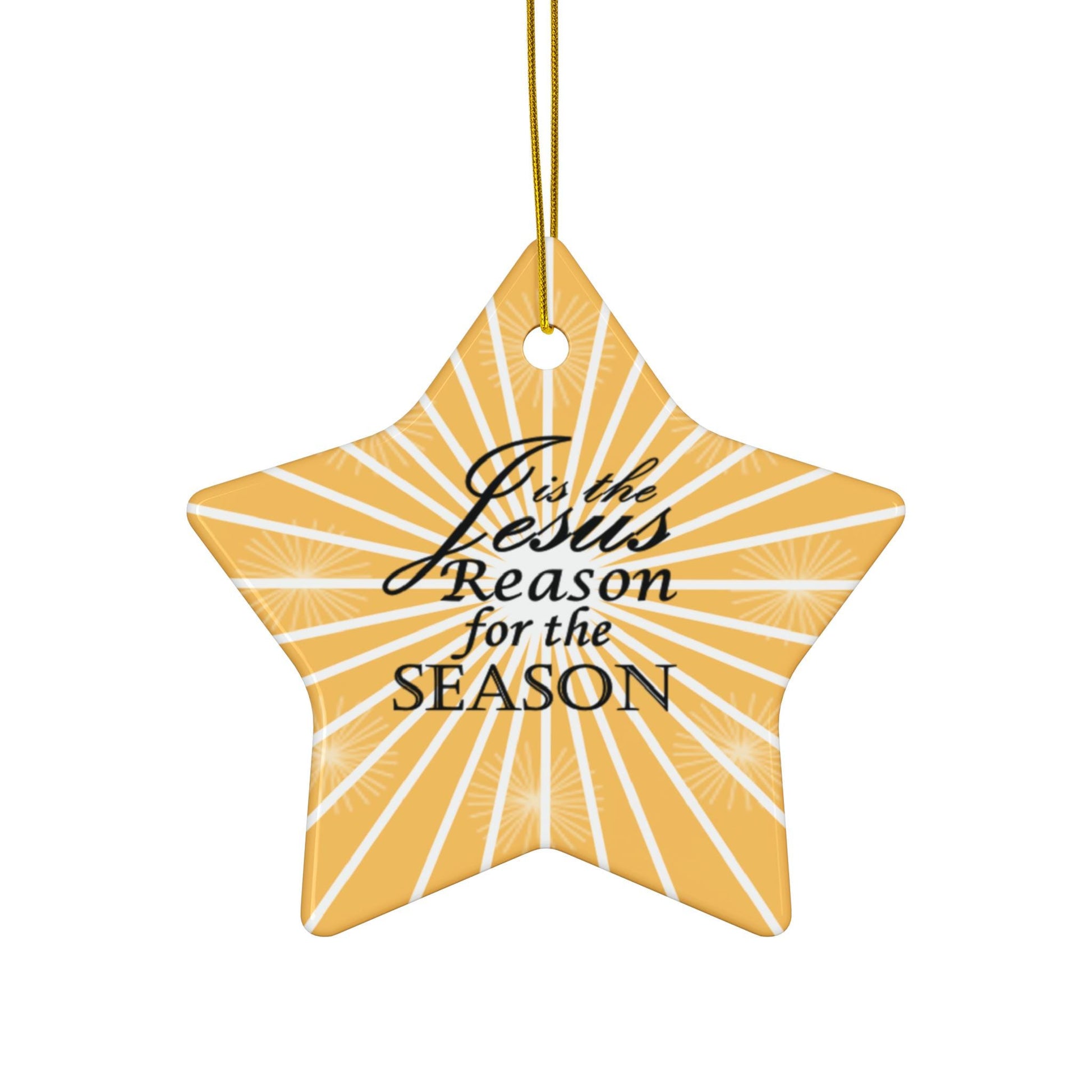 Jesus is the Reason for the Season Star Ceramic Ornament, Christmas Tree Decoration, Holiday Gift, Religious Decor, Festive Home Accent - Printspirationz