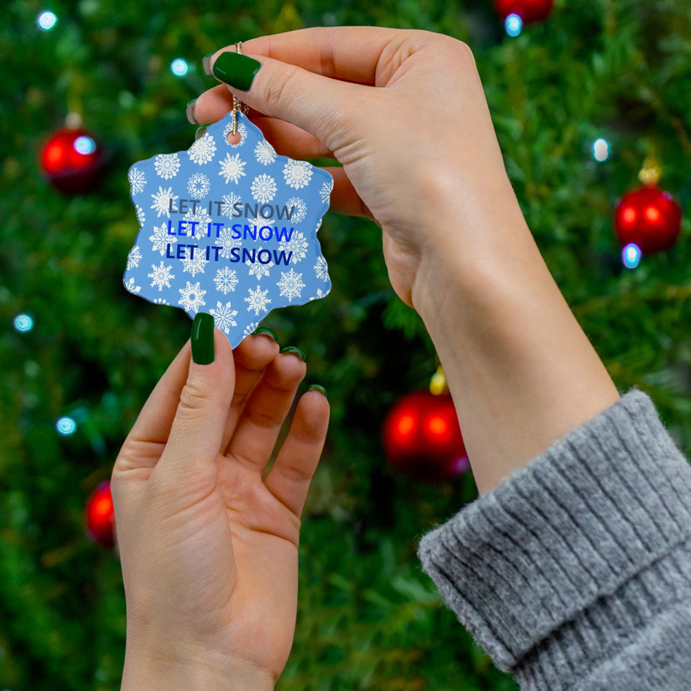 Winter Wonderland Ceramic Ornaments, 'Let It Snow' Snowflake Decoration, Holiday Tree Decor, Christmas Gifts, Festive Home Accents
