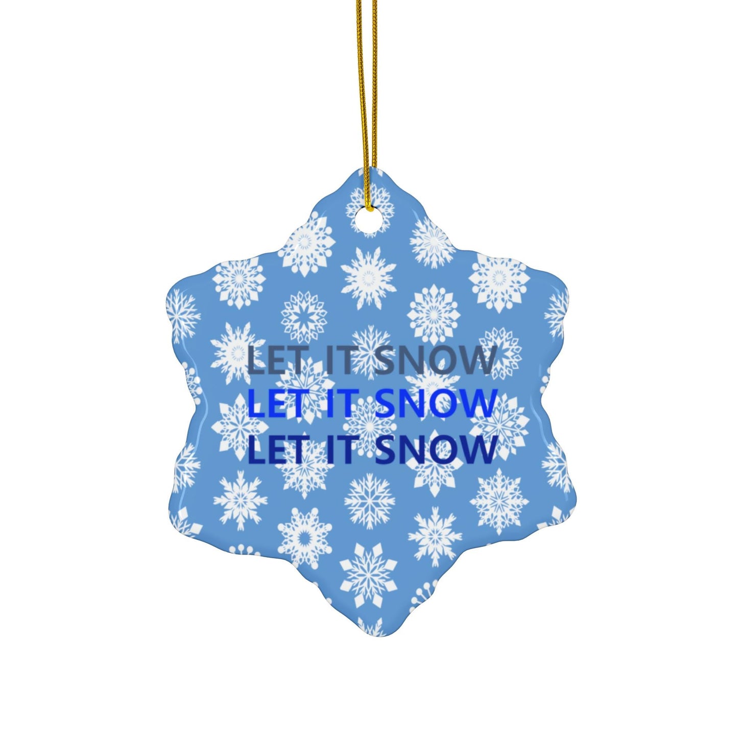 Winter Wonderland Ceramic Ornaments, 'Let It Snow' Snowflake Decoration, Holiday Tree Decor, Christmas Gifts, Festive Home Accents - Printspirationz