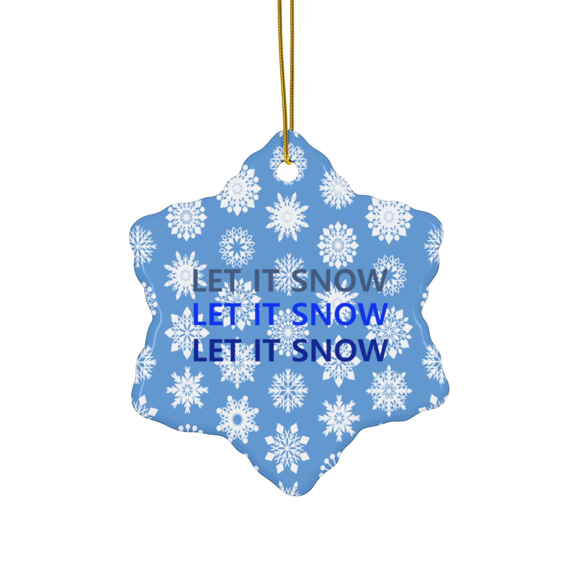 Winter Wonderland Ceramic Ornaments, 'Let It Snow' Snowflake Decoration, Holiday Tree Decor, Christmas Gifts, Festive Home Accents - Printspirationz