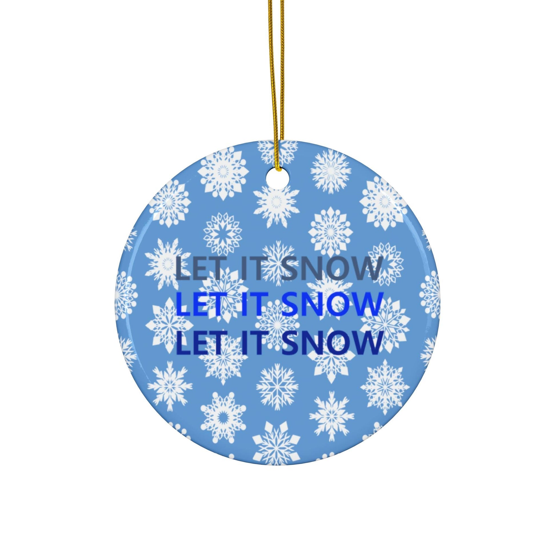 Winter Wonderland Ceramic Ornaments, 'Let It Snow' Snowflake Decoration, Holiday Tree Decor, Christmas Gifts, Festive Home Accents - Printspirationz
