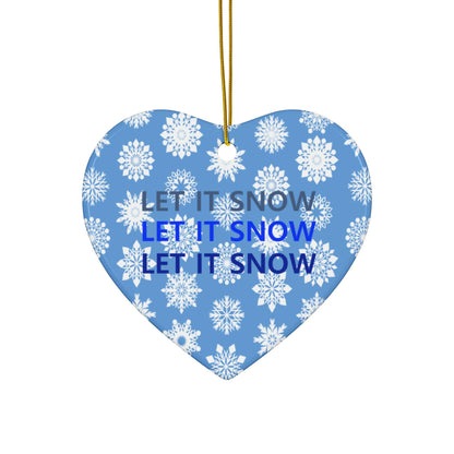 Winter Wonderland Ceramic Ornaments, 'Let It Snow' Snowflake Decoration, Holiday Tree Decor, Christmas Gifts, Festive Home Accents - Printspirationz