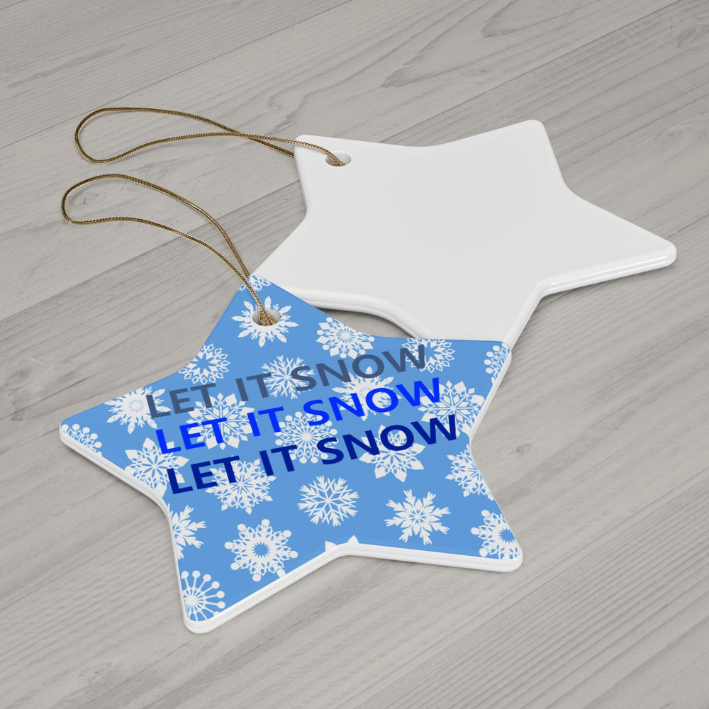 Winter Wonderland Ceramic Ornaments, 'Let It Snow' Snowflake Decoration, Holiday Tree Decor, Christmas Gifts, Festive Home Accents