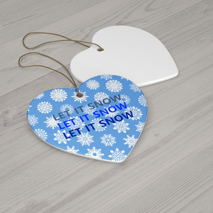 Winter Wonderland Ceramic Ornaments, 'Let It Snow' Snowflake Decoration, Holiday Tree Decor, Christmas Gifts, Festive Home Accents - Printspirationz