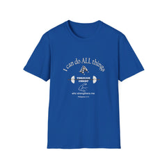 Men's Inspirational Softstyle T-Shirt featuring Bible Verse - Ideal for Everyday Wear or Exercise -Faith & Fitness