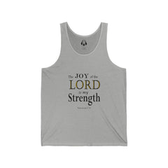 Christian Men's Jersey Tank Top | Inspirational Gym Shirt | Strength From God Bible Verse