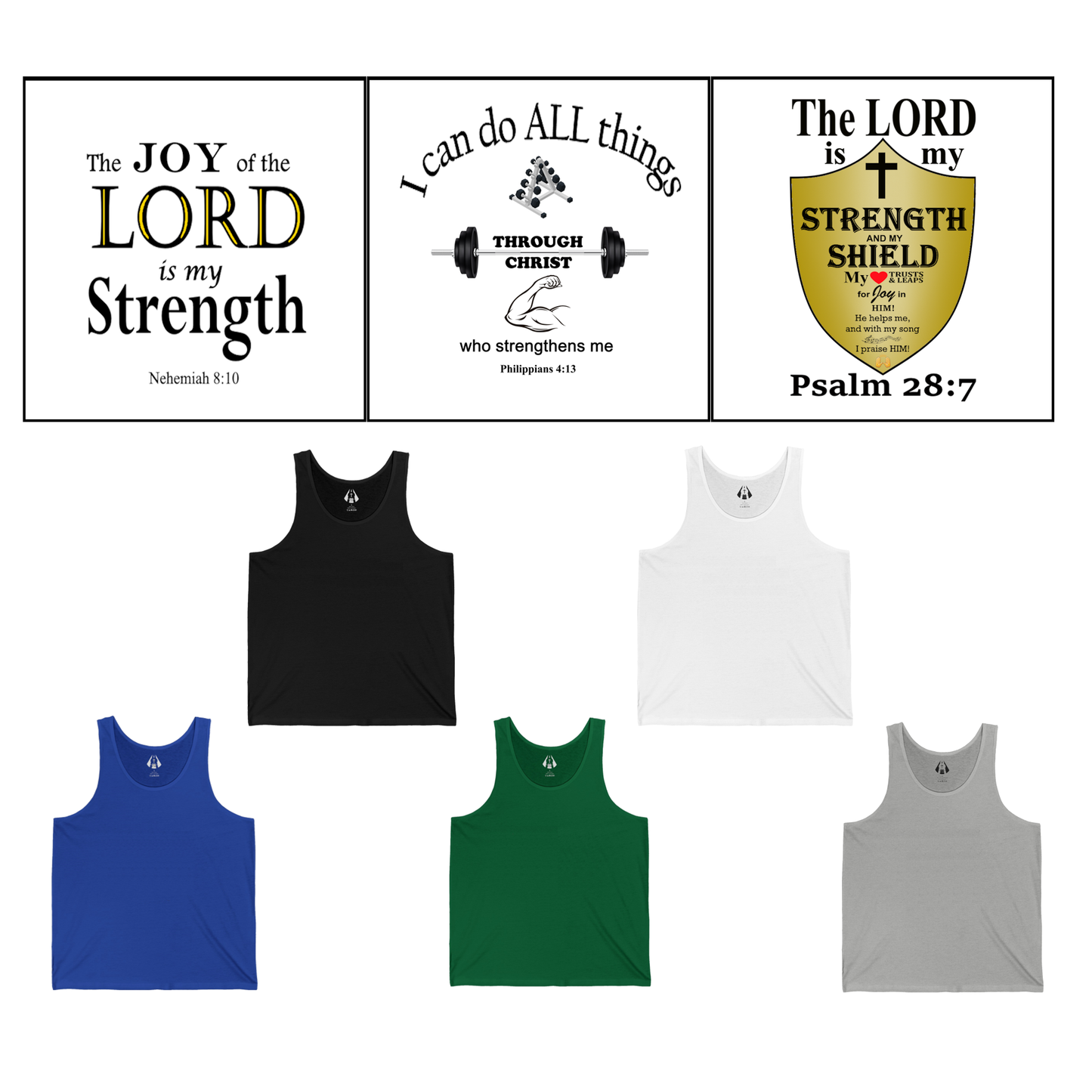 Christian Men's Tank Top | Inspirational Gym Shirt | Strength From God Bible Verse - Printspirationz