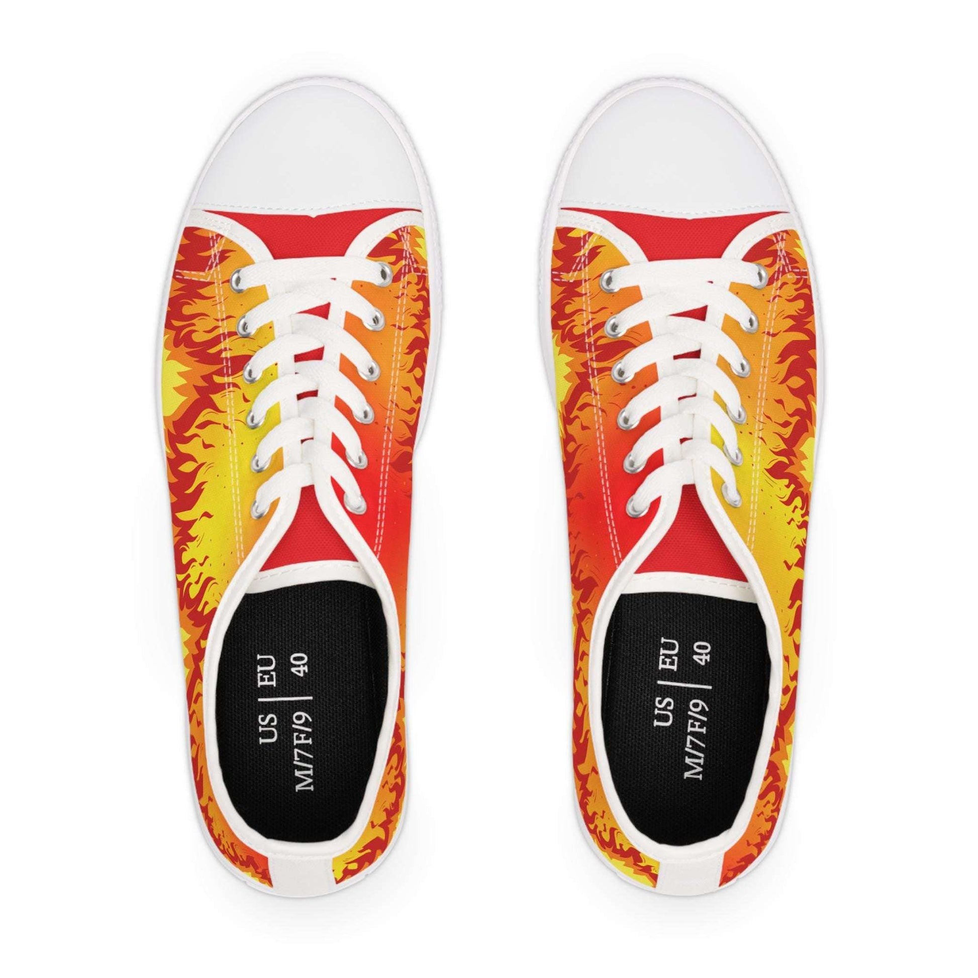 Fire Women's Low Top Sneakers, Colorful Casual Shoes, Summer Footwear, Trendy Sneakers for Women, Unique Gift for him or her, Sneakers
