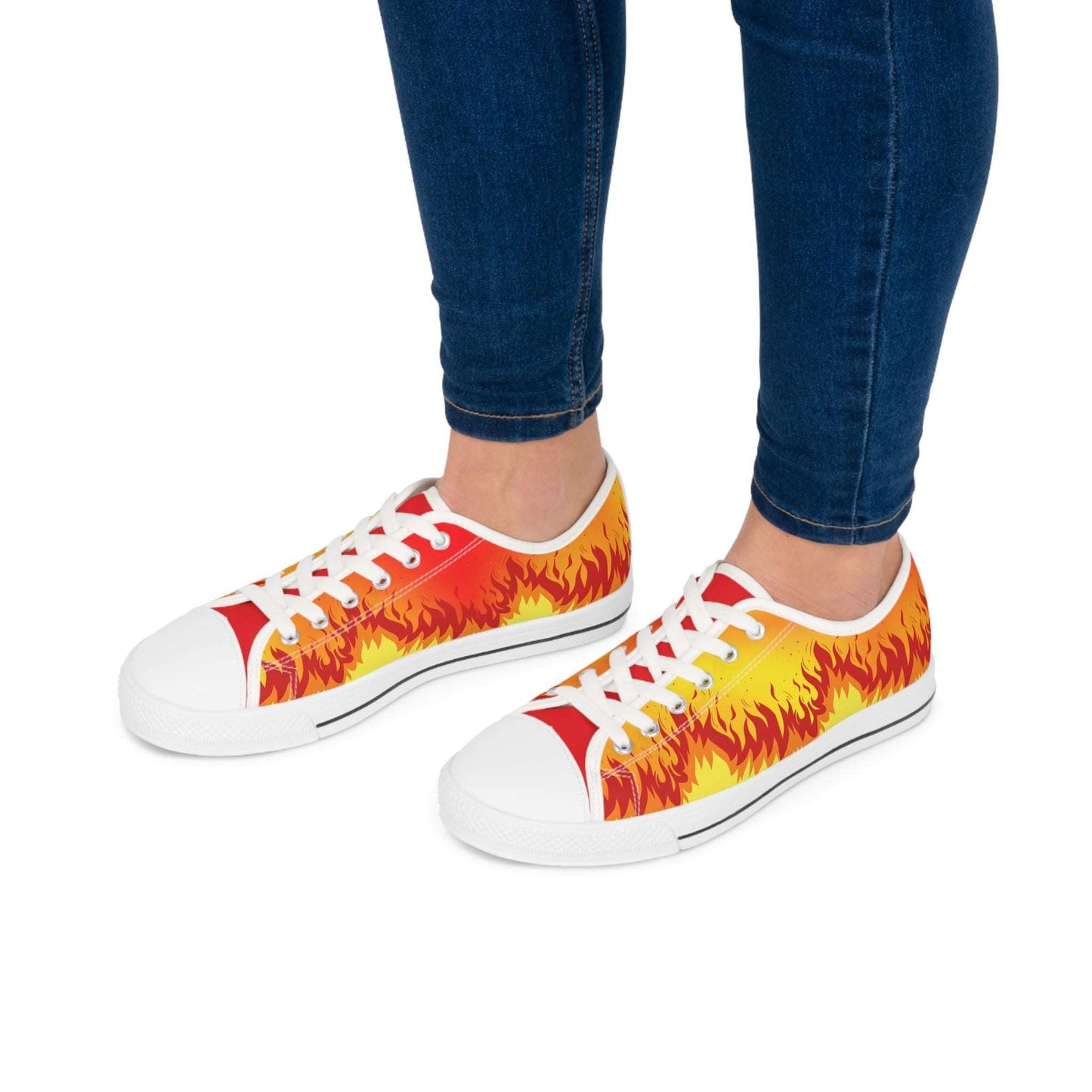 Fire Women's Low Top Sneakers, Colorful Casual Shoes, Summer Footwear, Trendy Sneakers for Women, Unique Gift for him or her, Sneakers