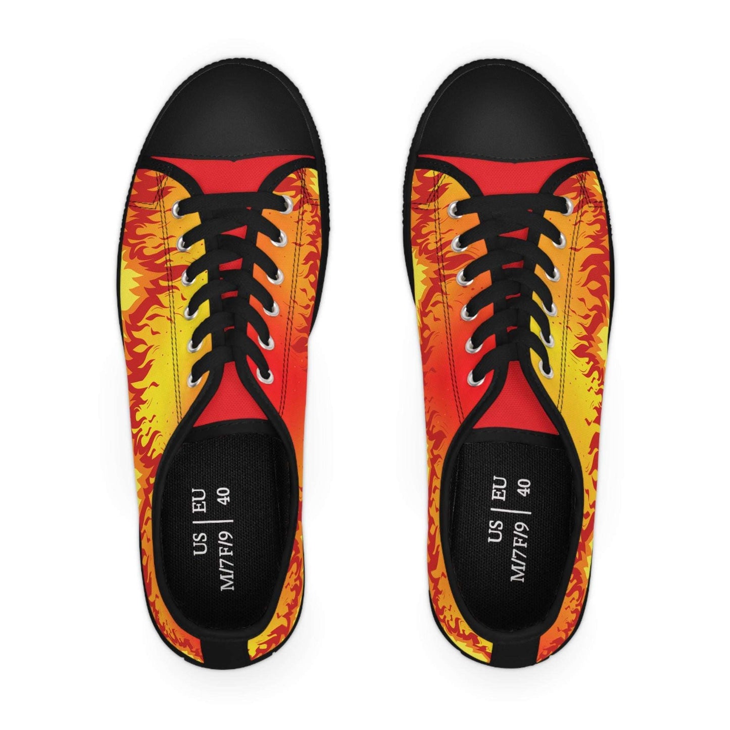 Fire Women's Low Top Sneakers, Colorful Casual Shoes, Summer Footwear, Trendy Sneakers for Women, Unique Gift for him or her, Sneakers