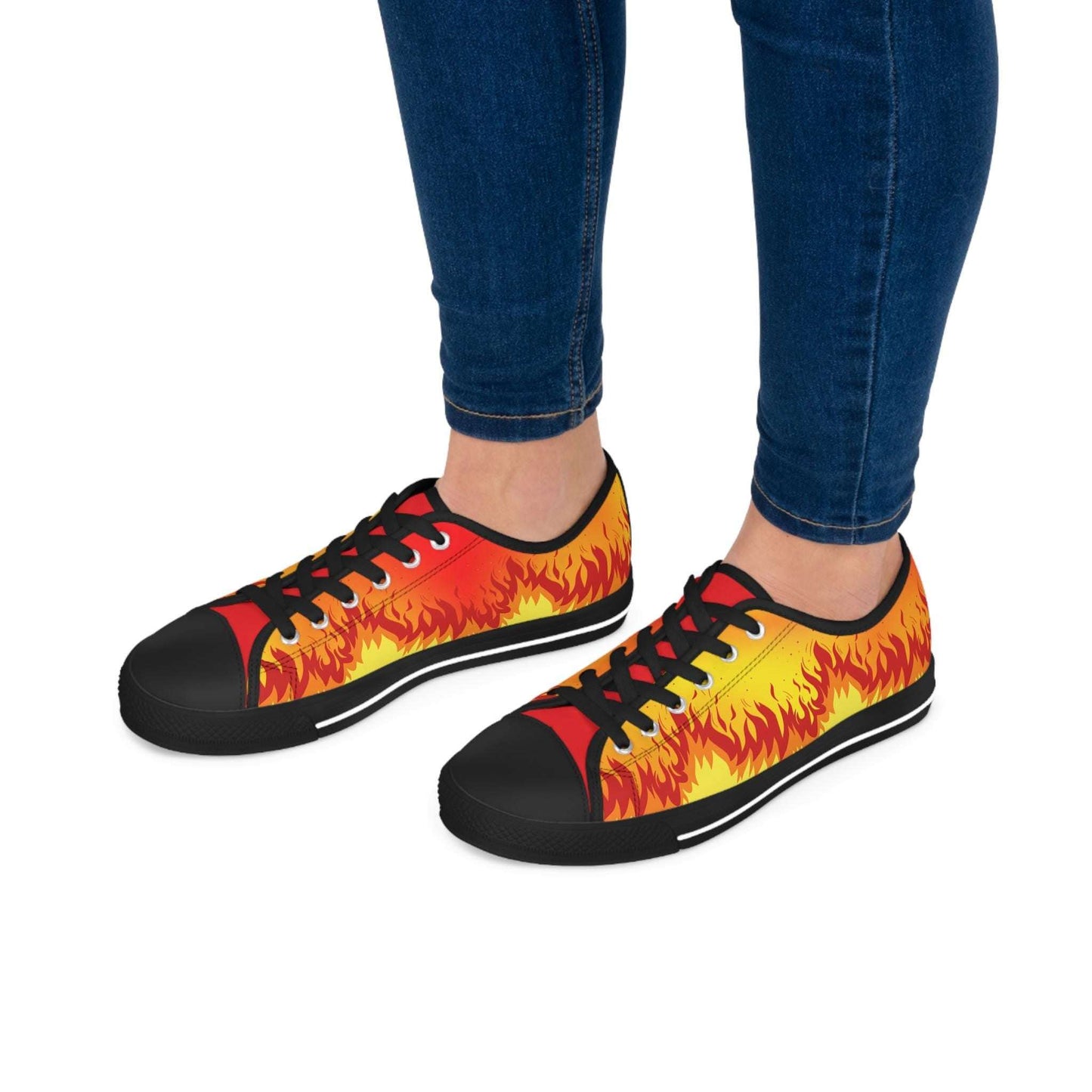 Fire Women's Low Top Sneakers, Colorful Casual Shoes, Summer Footwear, Trendy Sneakers for Women, Unique Gift for him or her, Sneakers