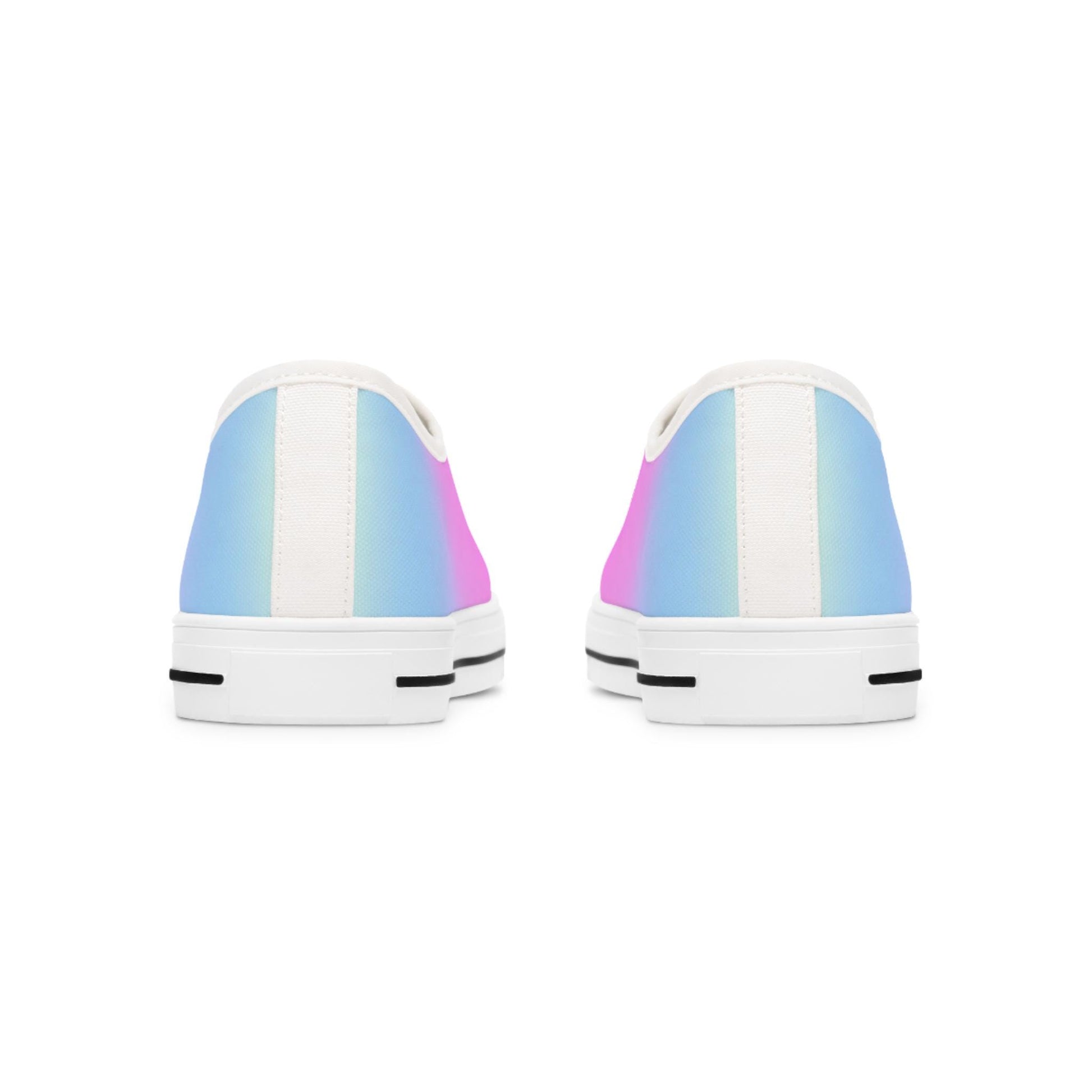 Womens Low Top Sneakers with Pink Purple and Blue Gradient Design, Casual Lace Up Canvas Shoes for Everyday Outfits - Printspirationz