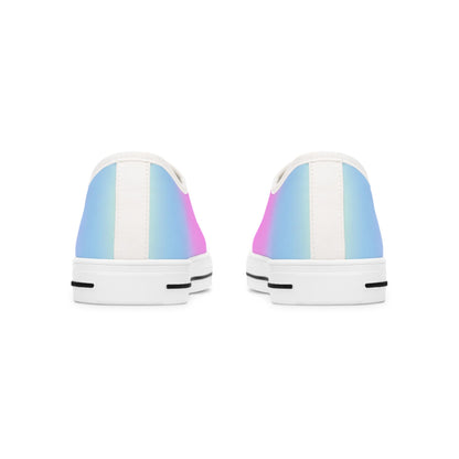 Womens Low Top Sneakers with Pink Purple and Blue Gradient Design, Casual Lace Up Canvas Shoes for Everyday Outfits - Printspirationz