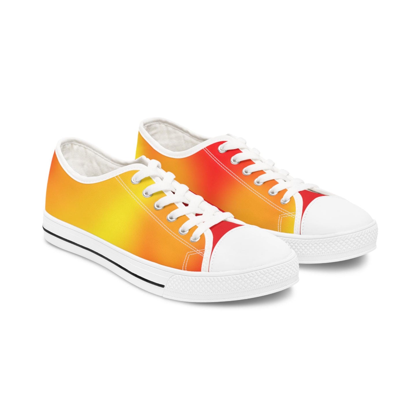 Womens Low Top Sneakers with Red Orange Yellow Gradient Design, Casual Lace Up Canvas Shoes for Colorful Everyday Style - Printspirationz